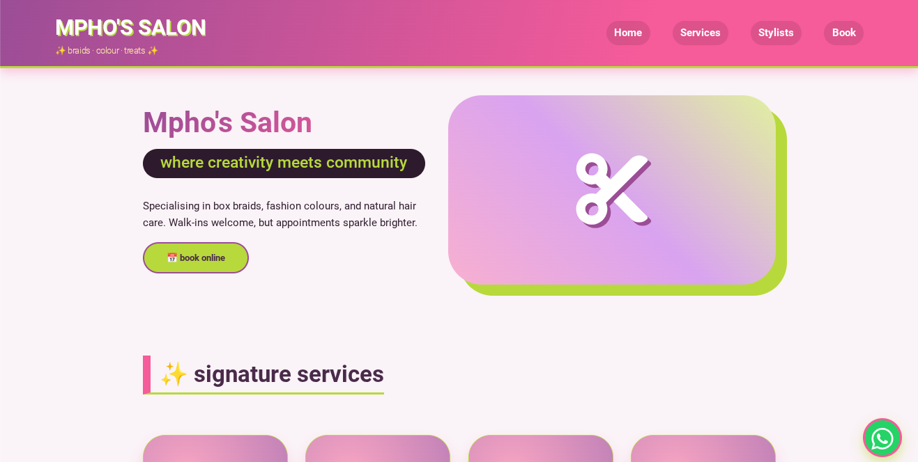 Glam Salon website